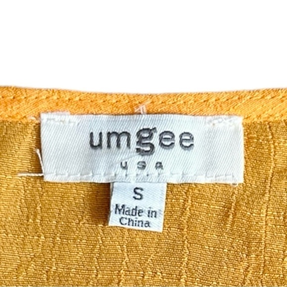 Umgee Blouse Size S Orange Multicolor Floral Ballon Sleeve Oversized Boho - Picture 9 of 10